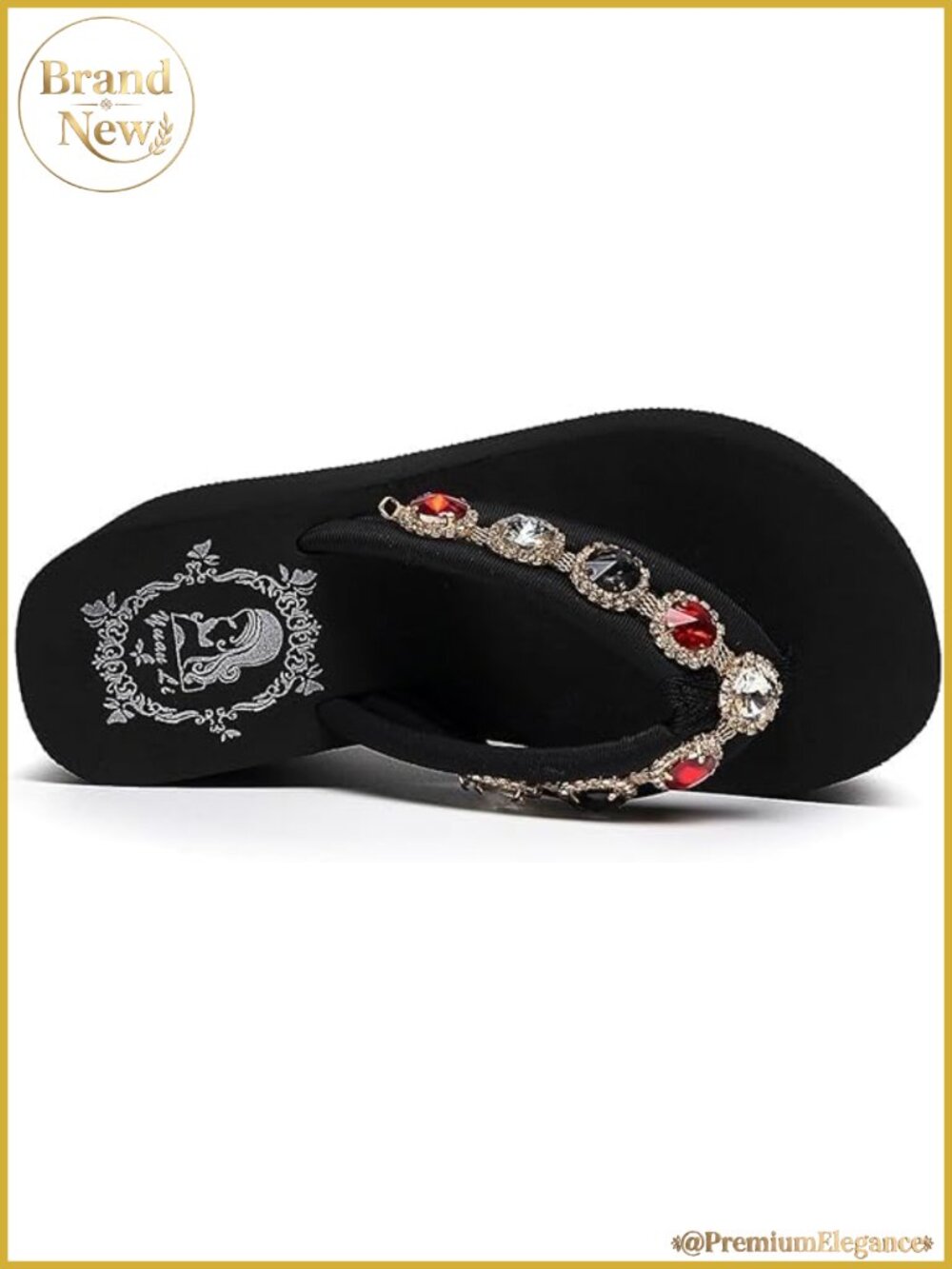 Y2K Rhinestone Platform Wedge Flip Flops Chunky High Heel Sandals - Picture 6 of 6